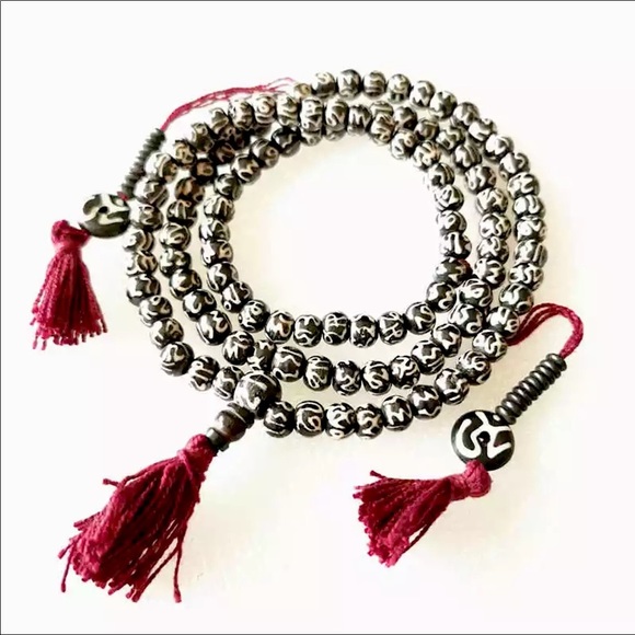 Yak bone Sanskrit prayer bead Meditation mala - Picture 2 of 12